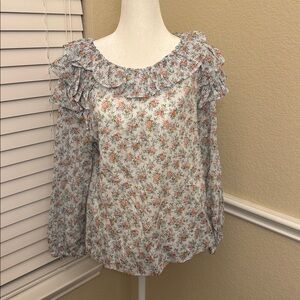 J. Crew Liberty of London Winding Rose Floral Ruffle Top Women's Small